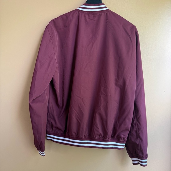 Ever Forward Burgundy Varsity Bomber Jacket with Ribbed Collar Premium Size L - Picture 3 of 9